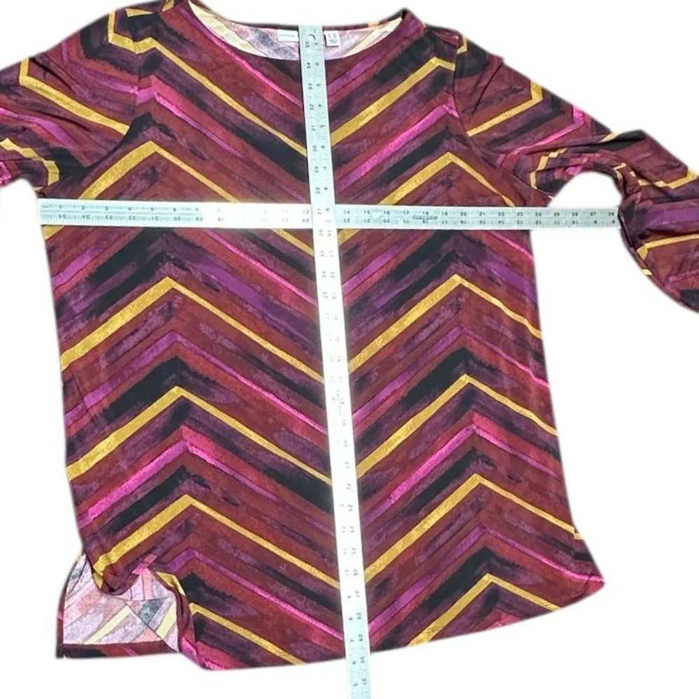 Susan Graver ~ Women’s Multicolor Chevron Long Sleeve Tunic Top A343065 Size 1X - Picture 5 of 8
